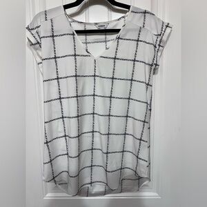 Express White and Black Grid Blouse